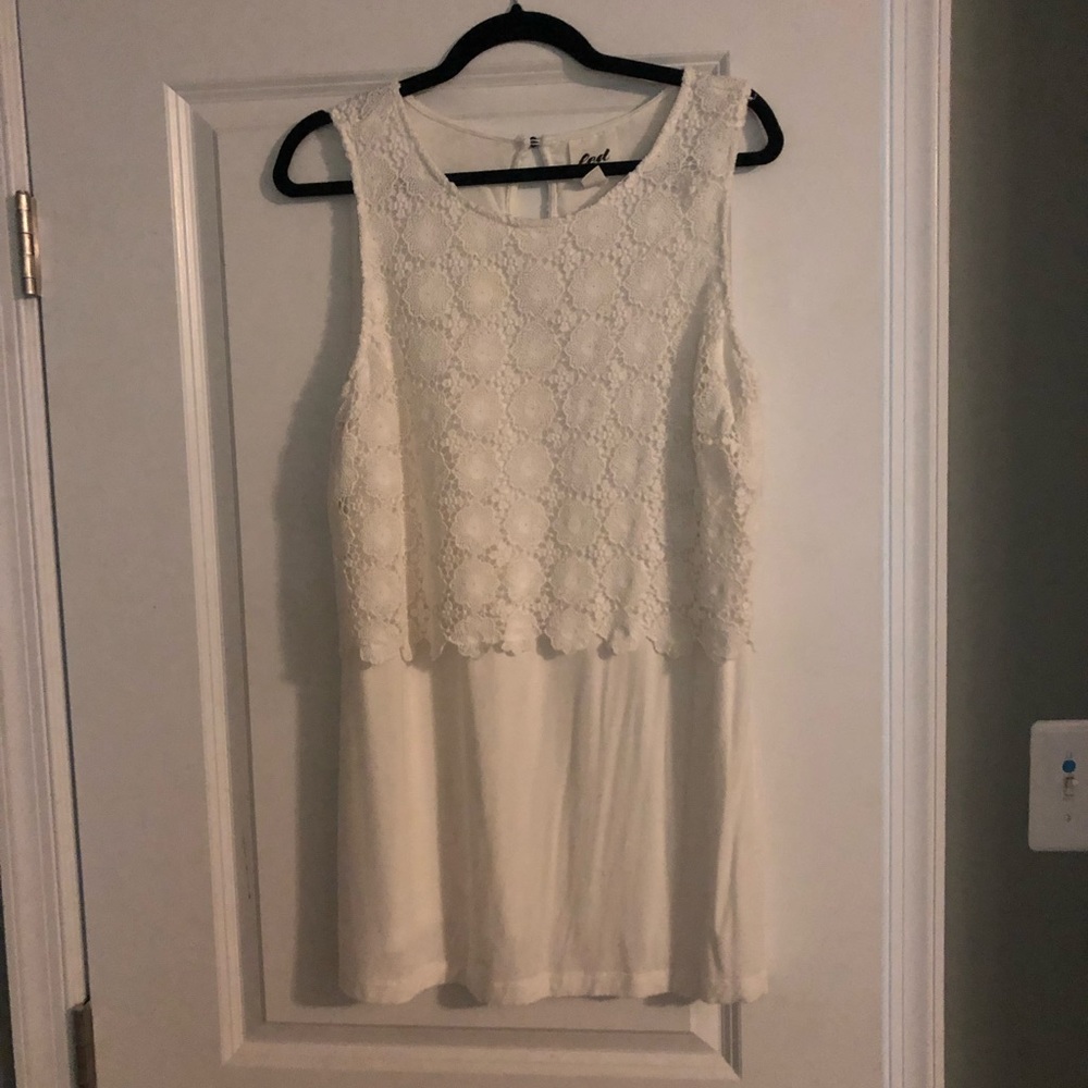 Maternity white tank with lace overlay